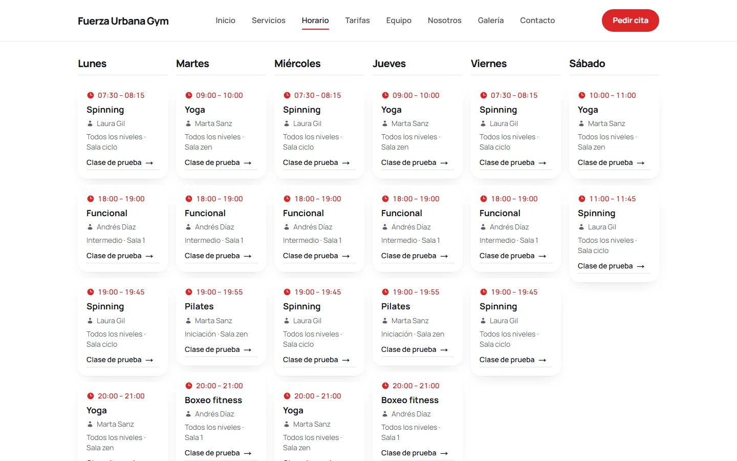 Horario de clases
